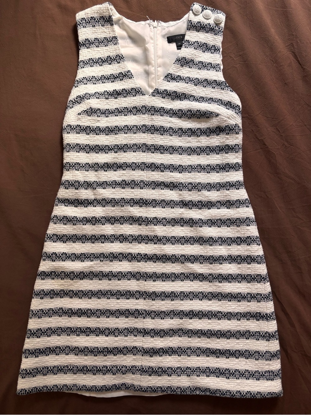 J. Crew White and Navy Striped Sleeveless Knit Mini Dress